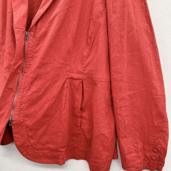 Eileen Fisher Blazer Plus Size 2X Jacket Linen Blend Stretch Zip Peplum Pockets - Picture 5 of 10
